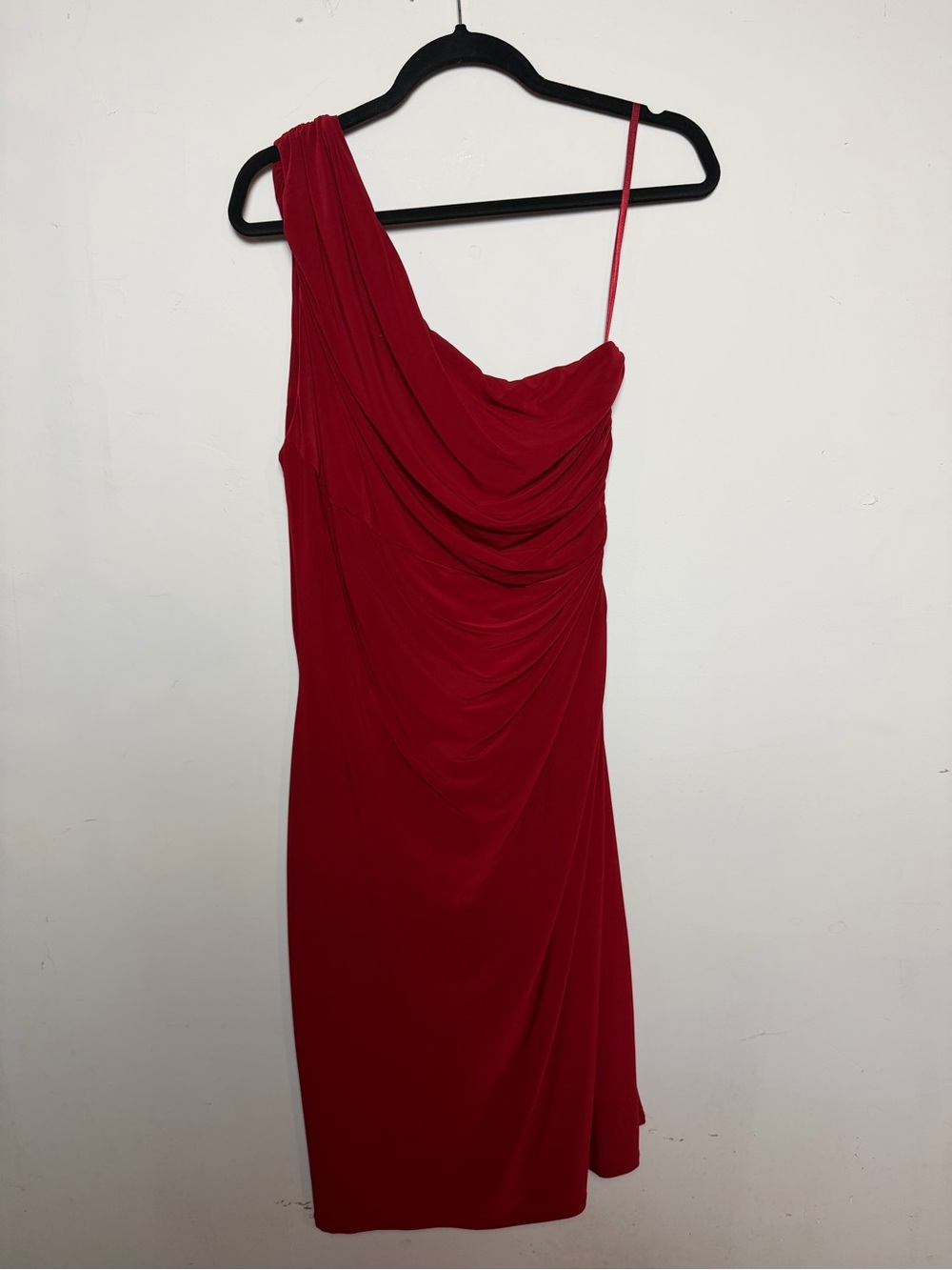Lauren Ralph Lauren Red One Shoulder Ruched Draped Dress Size 14